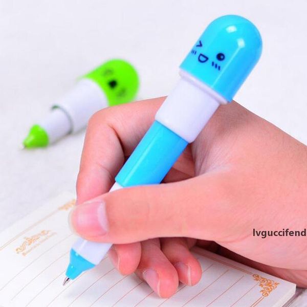

novelty vitamin pill pens pill shape retractable ballpoint pen lovely kawaii students learning stationery blue ink ballpoint pens bh2450 tqq, Blue;orange
