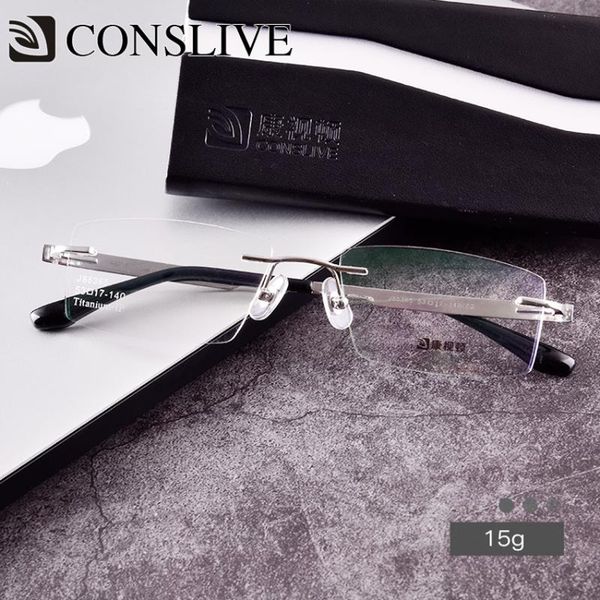 

rimless eyeglasses frames for men myopia astigmatism pure titanium glasses man optical spectacles frames j85365, Black