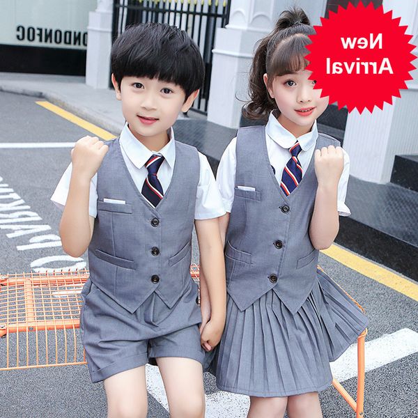 

girls japanese boy school uniform design teenagers vest shirt shorts pleated skirt children school uniform blazers clothing suit, White