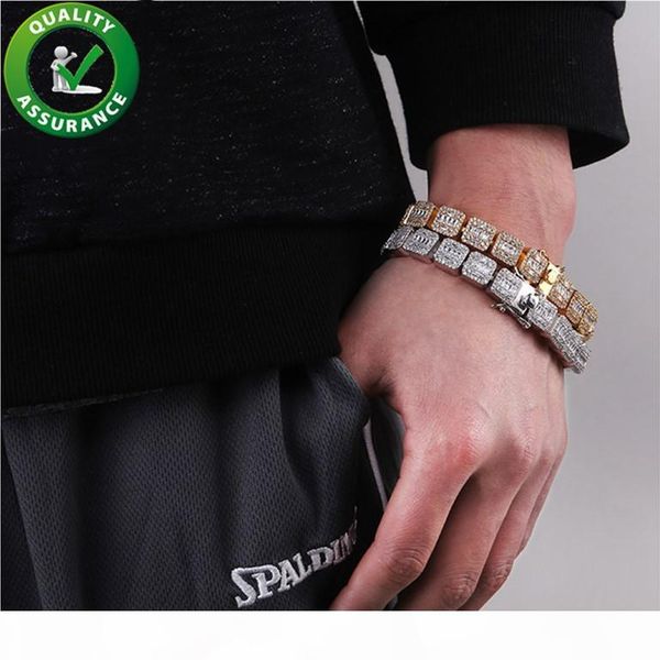 

роскошная hip hop ювелирные мужские браслеты алмазная теннис браслет bling браслет iced out цепи подвески рэпер модные аксессуары, Golden;silver
