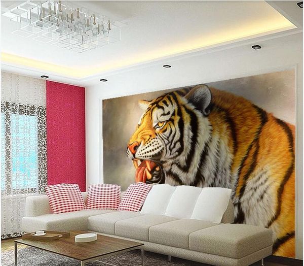 

3d room wall paper custom p non-woven mural huge hd tiger mural decorative painting background decoration wallpaper for walls in rolls
