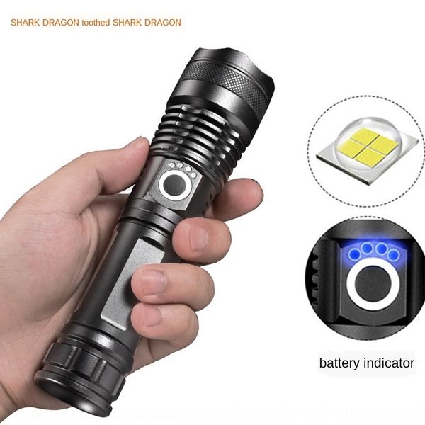 

new p50 usb rechargeable aluminum alloy flashlight electric quantity display telescopic zoom led flashlight