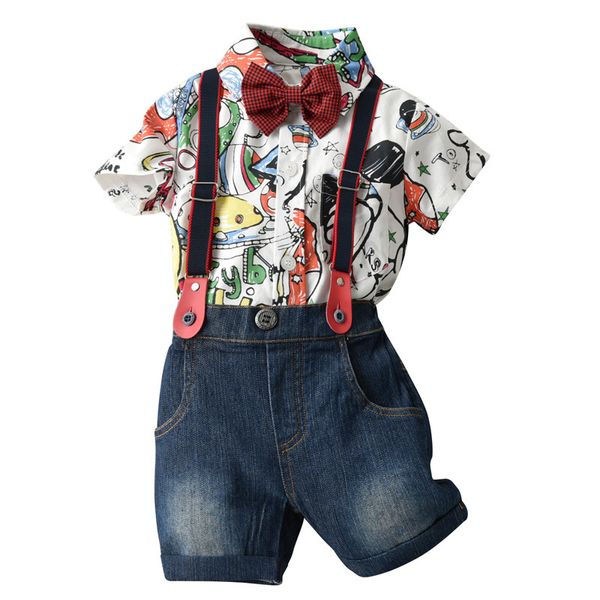 pagliaccetto del bambino + pantalone ] 2020 New Summer Cartoon Shirt Bretelle vestiti del ragazzo del bambino vestito di natale vestito da festa del ragazzo vestiti per bambini