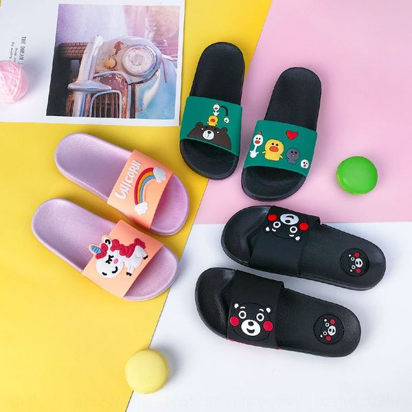 

6nmgh parent-child female sandals and slippers slippers home indoor bathroom bath non-slip children' cute cartoon children' outd, Black;grey