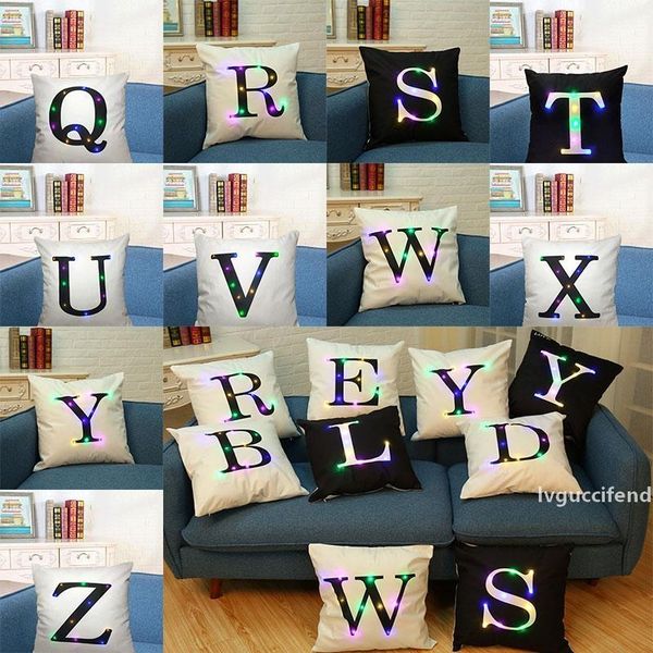 

creation led light luminous letter alphabet pillow case cushion cover light up pillowcase home sofa car decoration 45*45cm wx9-64