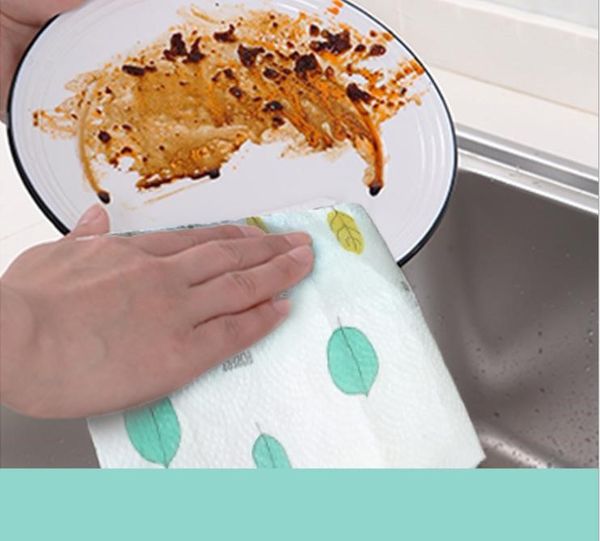 

2020 new style disposable oil absorbent paper washable household printed lazy man cloth kitchen dry wet non-woven cloth