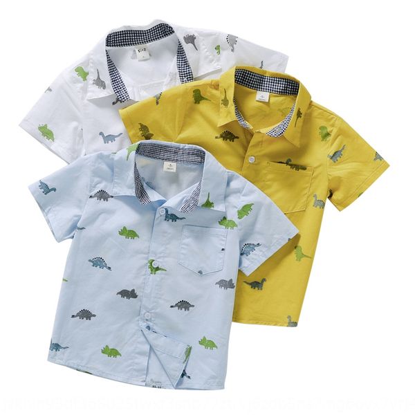 

straight 2019 shirt clothing new short-sleeved children's clothing children's boy cartoon casual dinosaur graffiti shirt, White;black