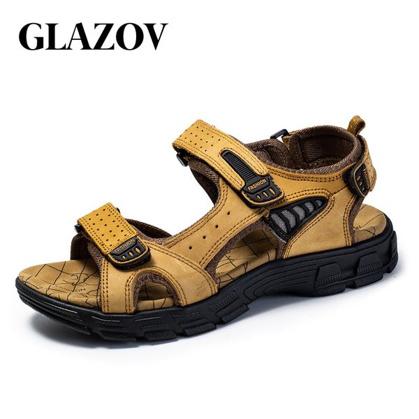 

summer men shoes genuine leather casual shoes men sandals outdoor beach sandals fashion sneakers big size 38-46, Black