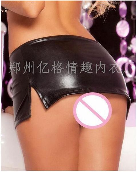 

patent leather underwear short skirt mini short skirt underwear b330, Black;white