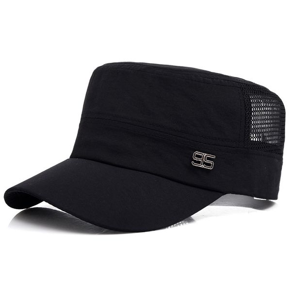 

2020 classic vintage flat mesh solid color corps caps army bone hat adjustable fitted flat cap hats for men women gorras, Black;white