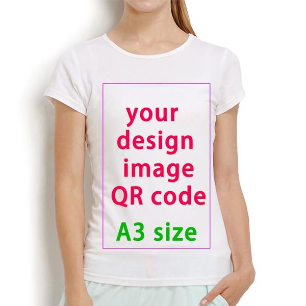 

customize design print diy t shirt femme white casual short sleeve customized qr code t-shirt women high definition print tshirt