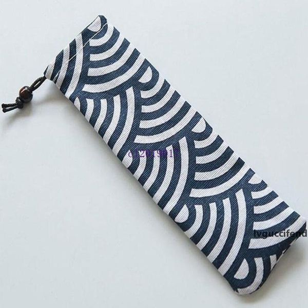 

500pcs japanese style portable tableware storage bag canvas drawstring travel carrying case for straw cutlery spoon#221