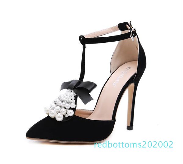 

elegant rhinestone beads pumps office lady dress shoes designer pumps high heels dress shoes size 35 to 40 r02, Black