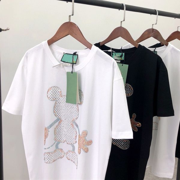 

2020 newmouse diamond short-sleeved cotton fashion brand diamond shirt women's t-shirt short-sleeved men's and women's, White