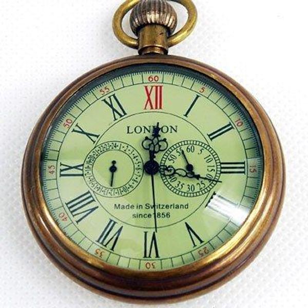 

london 1856's antique 5 hands mechanical pocket watch t200502, Slivery;golden