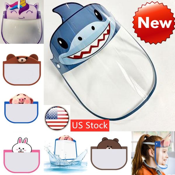 

us ship pet kids protective face shield cycling caps masks cute cartoon full face isolation mask cycling anti-fog mask visor protection, Black