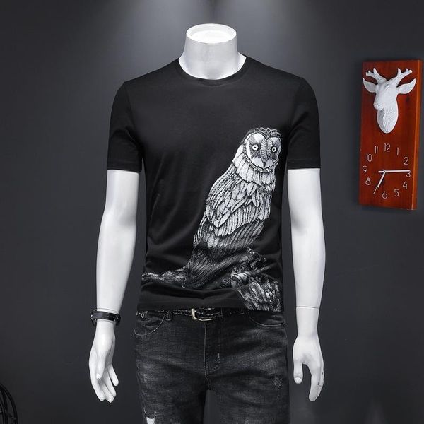 

2020 new summer fashion men tshirt short sleeve o-neck animal print mens designer casual loose mens t-shirts tees plus size m-4xl, White;black