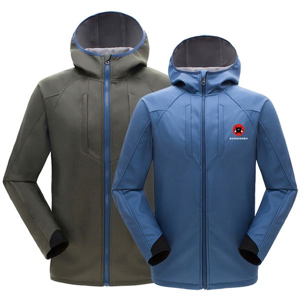 

scriosadh new outdoor men's jacket waterproof hiking windbreaker fleece warm breathable soft shell jacket skiing camping, Blue;black