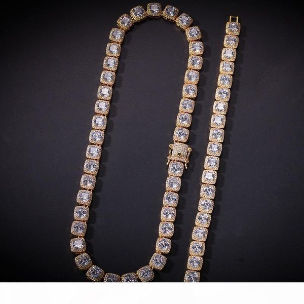 

a hip hop bling chains jewelry mens iced out diamond tennis chain necklace bracelet square zircon necklaces 7inch -24i, Silver