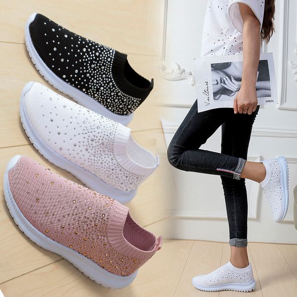

bonjean flat shoes with crystal 2020 spring autumn footwear slip-on breathable shoes fashion round toe women's bj2938, Black