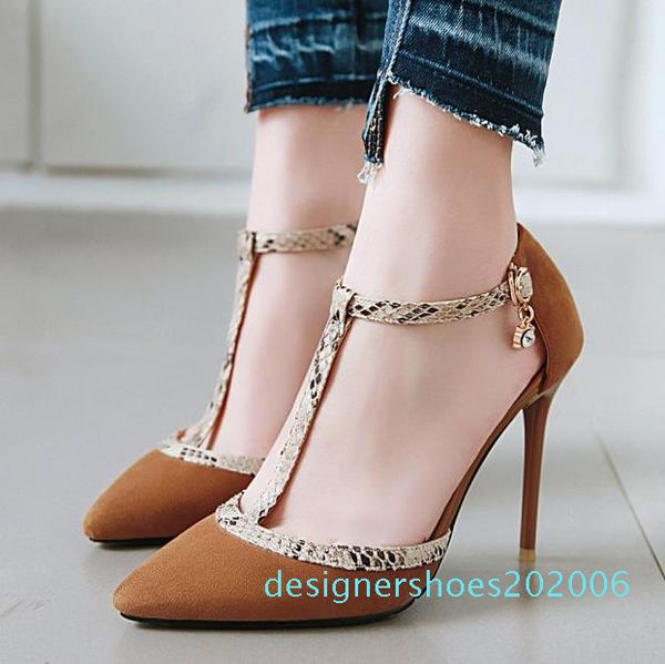 

big size 32 to 43 44 45 46 fashion women t strap high heel designer pumps office lady fashion luxury designer women shoes d06 d06, Black