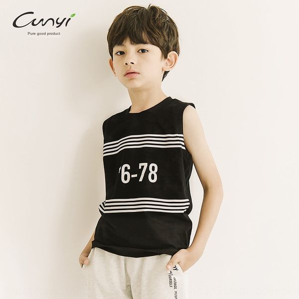 

pure good clothing children's vest children's clothing boys' 2020 new summer sports sleeveless t-shirt thin striped vest, Blue