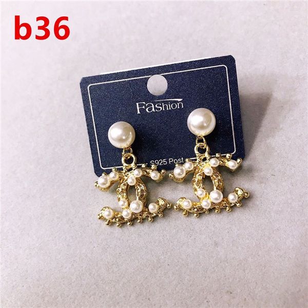

2019 wholesale brand designer double letters earrings ear studs gold tone earring, Silver