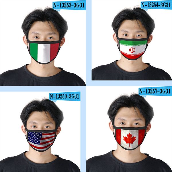 

fast shipping 3d variety of national flag face masks dustproof printed national flag masks washable nylon fabric protective mask c3104