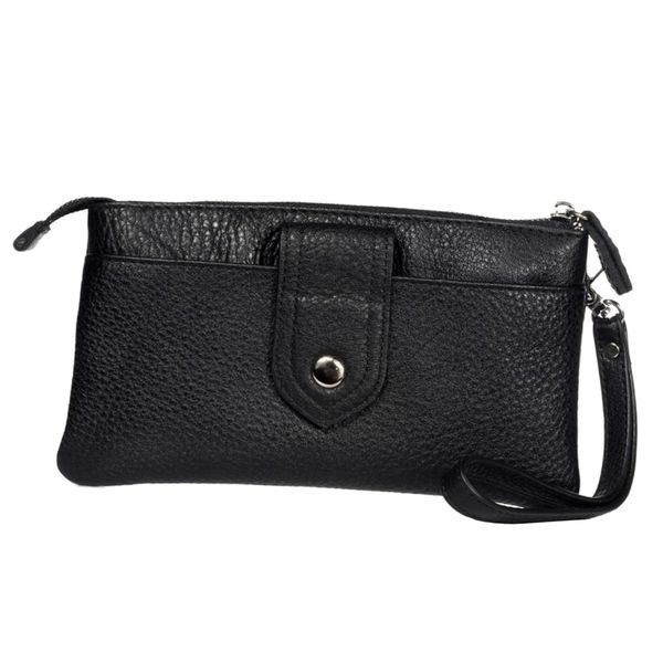 

durable pu leather zipper coin purse mini wallet key pouch - black