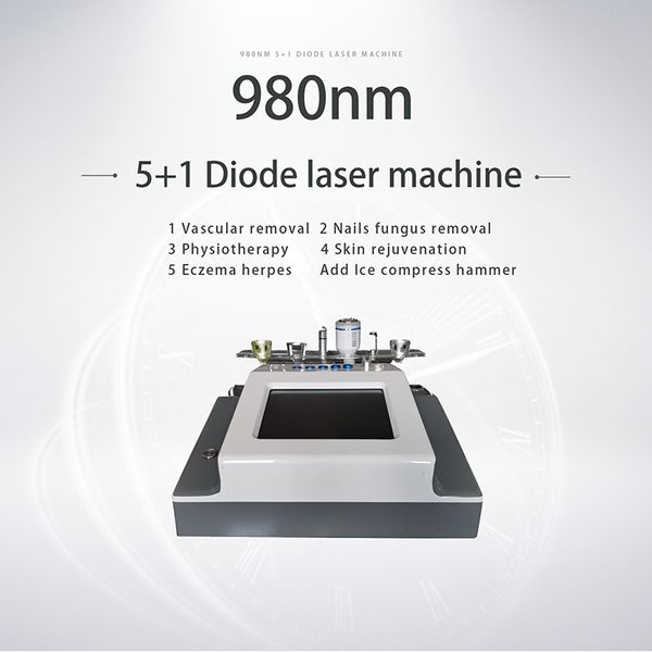 

advanced technology 5 in1 spider vein removal skin rejuvenation machine 980nm diode laser physiotherapy treatment ce certification, Black
