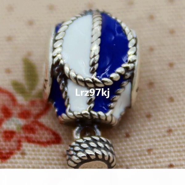 

100% 925 стерлингового серебра и далеко мотаться шарм подвеска из бисера с голубой эмалью подходит для европейского ювелирных изделий брасле, Black