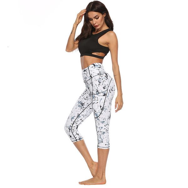 

2020 pocket high waist leggings women fitness workout activewear marble printing trouser push up female leggings plus size, Black