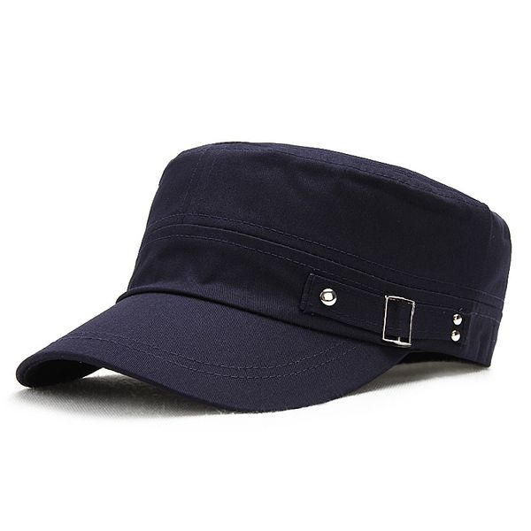 

style cadet army cap men women pure color washed cotton flat cap summer autumn adjustable chapeau visor hat, Blue;gray