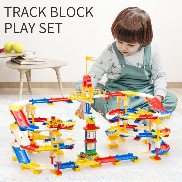 

245pcs larger particles building blocks colorful track bricks play set self-assembling build various styles circular interchange track 02