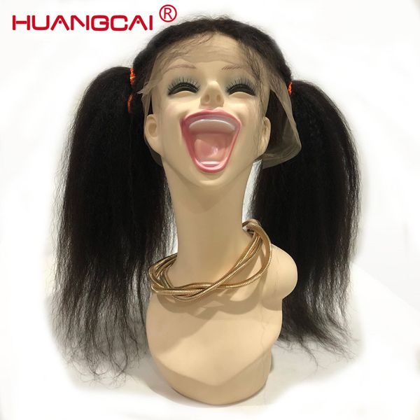 

italian yaki 360 lace frontal human hair wigs for black women brazilian kinky straight lace front wigs pre plucked remy wig