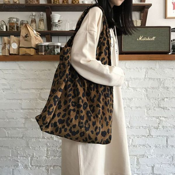 

new fashion women leopard shoulder bag satchel casual tote handbag messenger female bag high capacity bags for women open 2020
