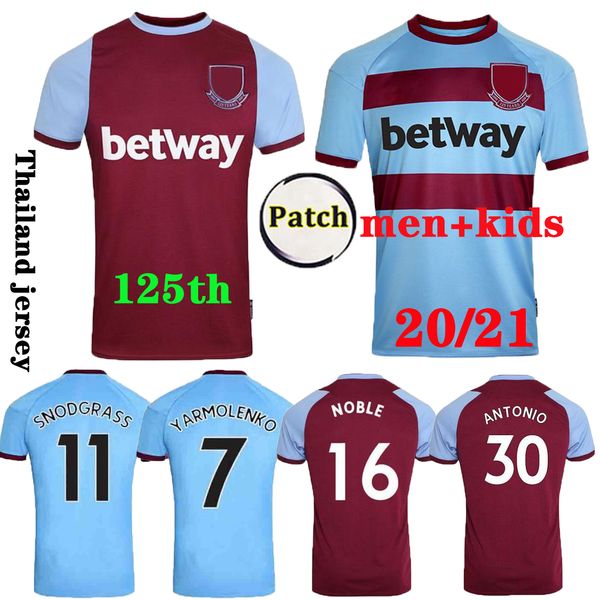 

20 21 west home soccer jerseys 2020 2021 united chicharito ham lanzini antonio f.anderson 125th anniversary football men+kids shirts, Black;yellow