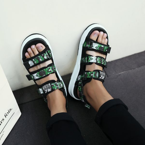 

roman waterproof shoes casual big mountain sandles men s breathable hollow plage masculina sandale mens male walking slip in 39, Black