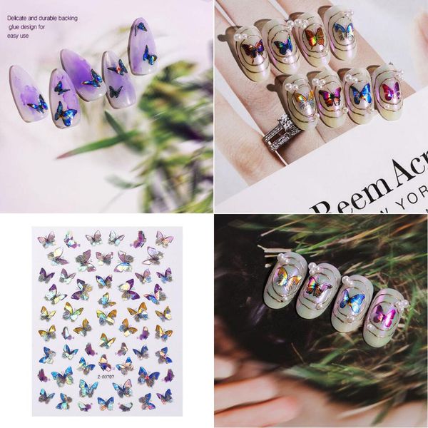

nail art stickers 3d self-adhesive stickers butterfly decals for women girls kids manicure diy or nail salon, 1 sheets