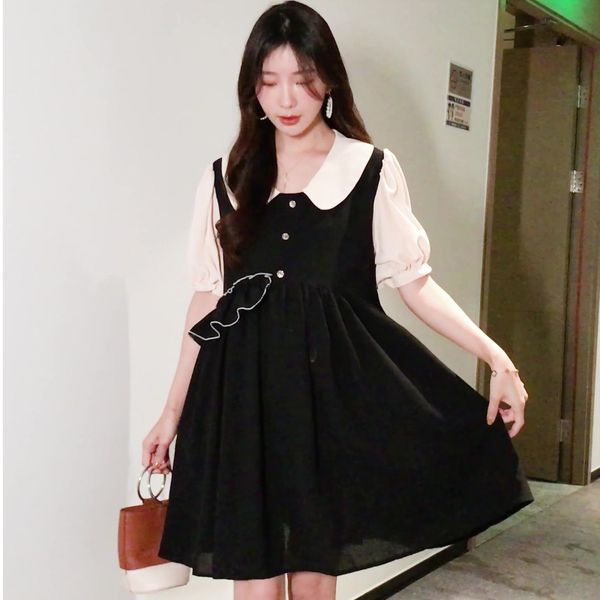 

maternity plus size loose dresses for pregnant women summer elegant mini dress pregnancy cute korean fashion clothes black 2020, White