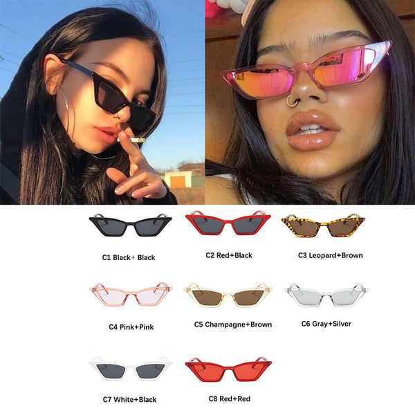 

vintage cateye sunglasses women retro small cat eye sun glasses brand designer colorful eyewear for female wholesale lots, White;black