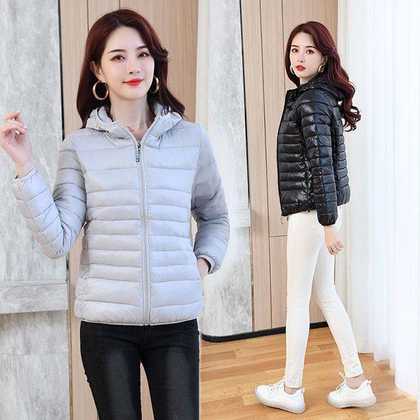 

2020 winter women jacket thicken outerwear solid parkas hooded short slim cotton padded fashion causal basic new coats w394, Black