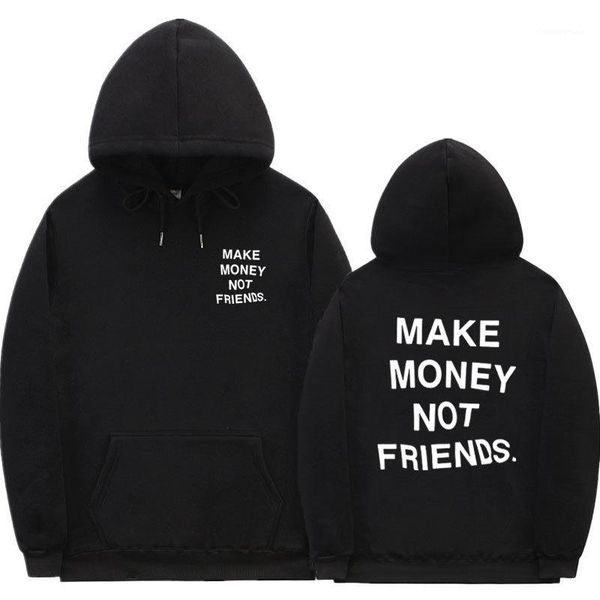 

sweatshirts men high street clothes mens fashion letter winter hoodies man make money not friends hooded neck, Black