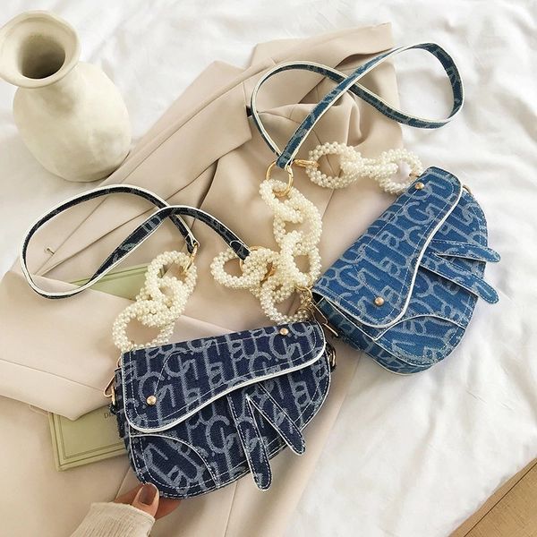 

summer ladies small bag 2020 new trendy korean version of the wild one-shoulder saddle bag net red texture simple messenger bag