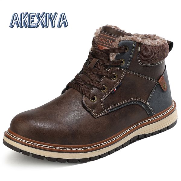 

fashion men's boots thick plush warm men snow boots classic men ankle brand men's winter outdoor zapatillas hombre, Black