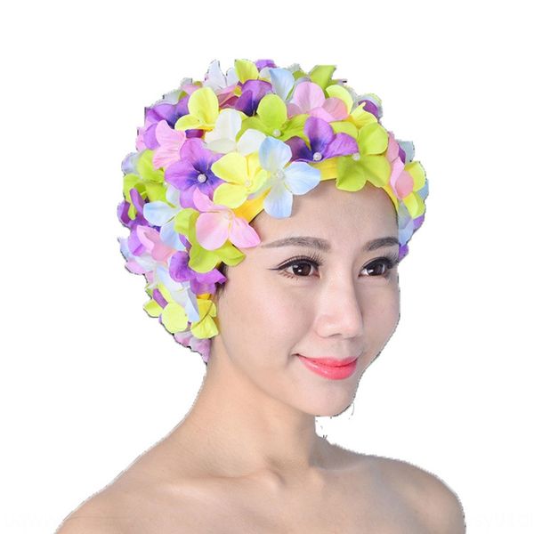 

2019 new three-dimensional flower hair care swimming cap long short hair spring women's swimming cap