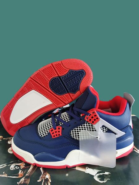 

new arrival 4 se deep ocean cw0898-400 men basketball shoes trainer 4s cement grey fire red mens sports sneakers with box