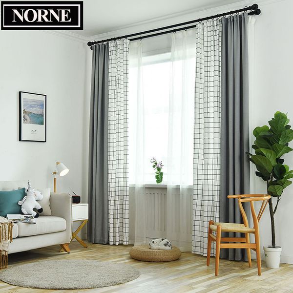 

norne modern faux linen room darkening curtains for bedroom living room drapes plaid stitching grey cloth curtain custom made