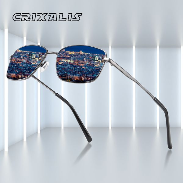 

crixalis 2020 rectangle sunglasses men polarized metal frame summer driving uv400 shades female male sun glasses zonnebril heren, White;black