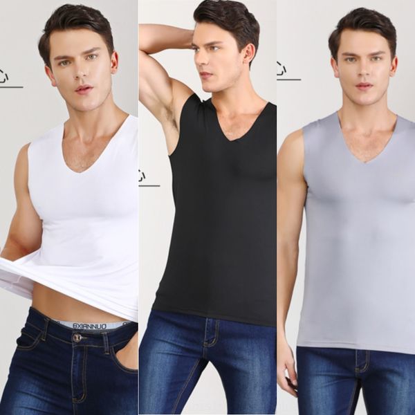

2020 new summer ice sportswear silk seamless vest men' sports base shirt sweat-absorbing quick-drying men' vest, White;black